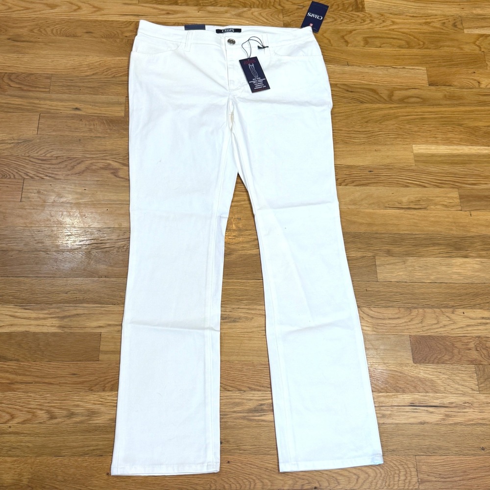 Chaps Madden Straight Leg White Pants Womens 10 Mid Rise Slimming Fit NWT